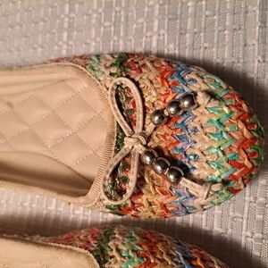 Colorful Woven Flats with Bow Detail